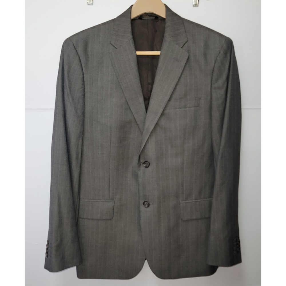 Banana Republic Mens 40R Pinstripe Blazer Jacket Charcoal Gray Two Button Office